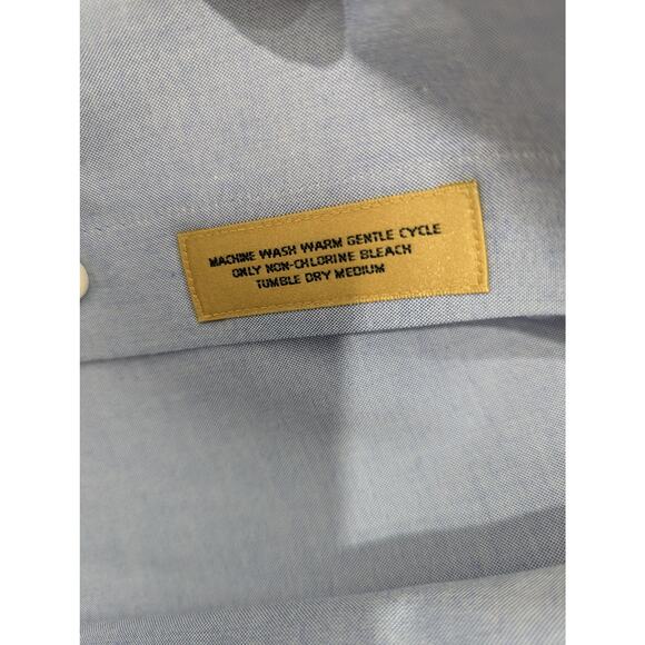 Roundtree & Yorke Gold Label Non-Iron Pinpoint Blue Dress Shirt Size 18/34 - Picture 6 of 7